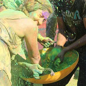Revelers at Holi Festival in Bangalore