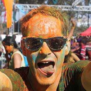 A reveler at the Holi Festival in Bangalore